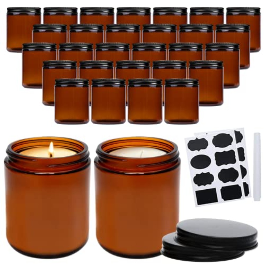8oz Amber Candle Jars Set of 3 - Candle Supplies Glass Jars 리뷰 및 가격